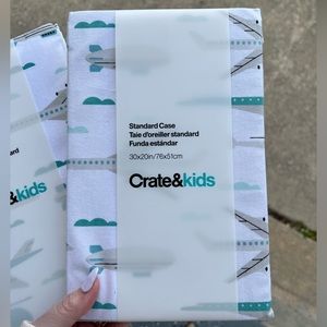 NWT Crate & Kids Airplane Pillowcases (set of 2 - 1 pillow case in each package)